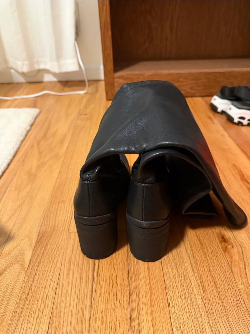 Black Knee-High Platform Lug Sole Boot